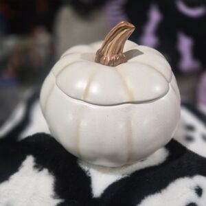 Ceramic White Pumpkin With Lid